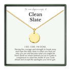 a necklace with a pendant, accompanied by a motivational message about self-improvement and personal growth.