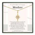 a necklace with a pendant, and it is accompanied by a poem expressing love and admiration for a mother.