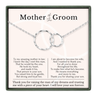 The image is a necklace with a message about a mother of the groom, expressing gratitude and love for her.