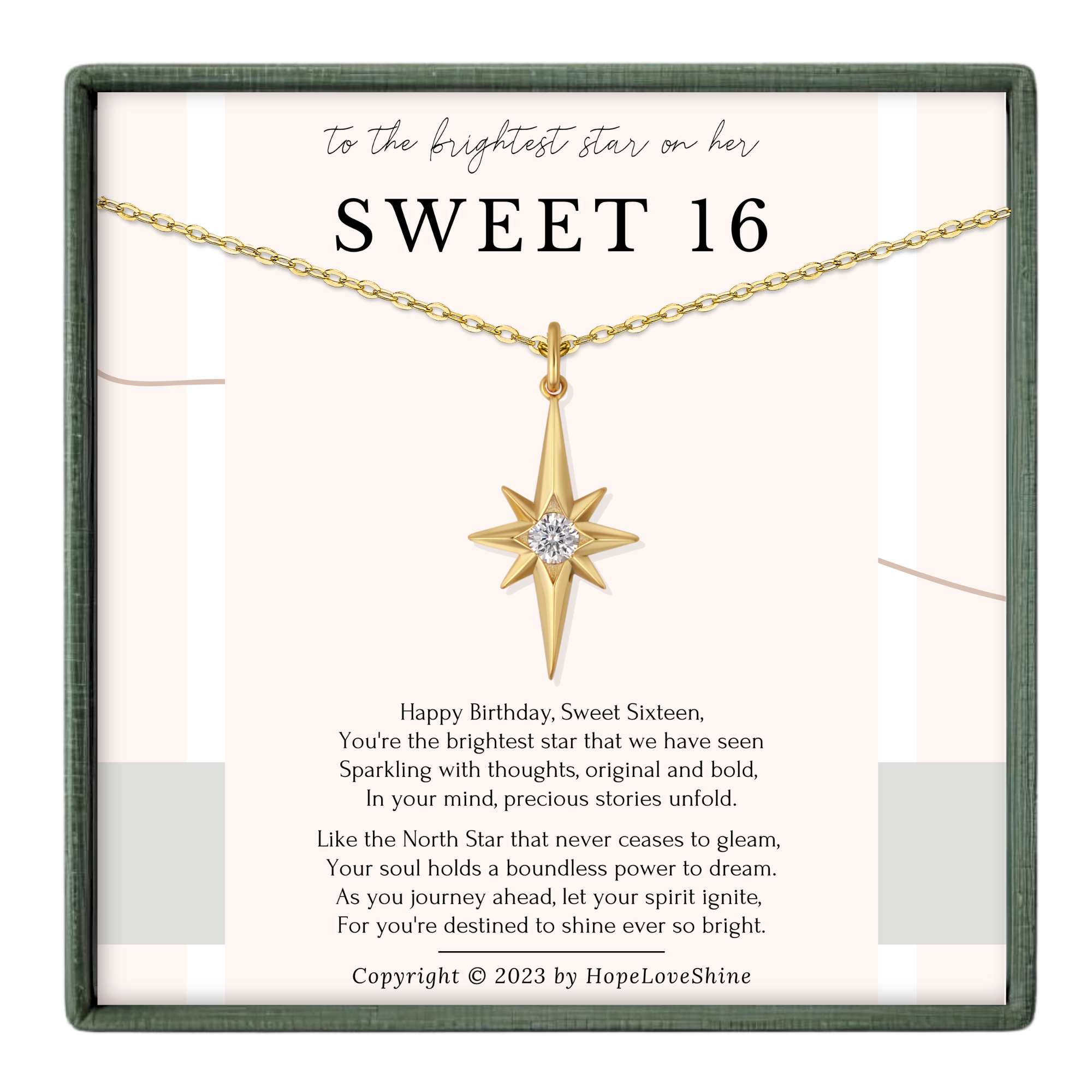 Sweet 16 North Star Necklace – Gift for Daughter's Birthday