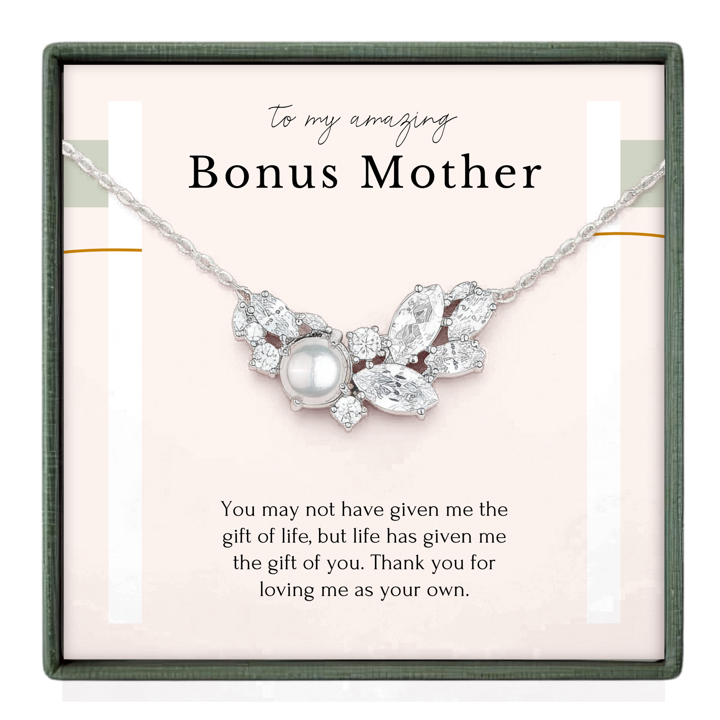 a necklace with a large, sparkling crystal pendant, and a heartfelt message about the gift of life and the love that has been given to the recipient.