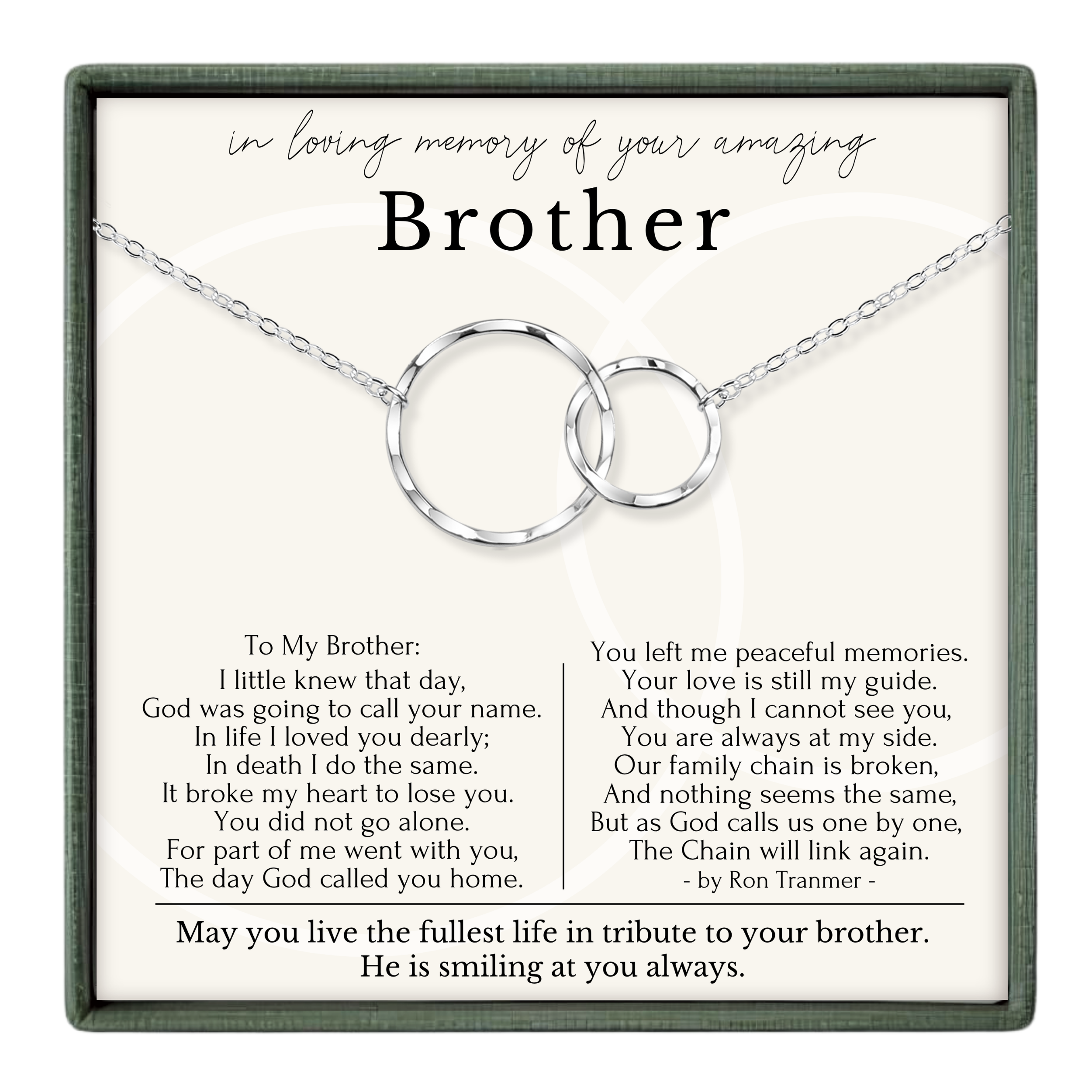 a heartfelt tribute to a brother, expressing love, peace, and the bond between them. The text is a poem that conveys the speaker's feelings and appreciation for their brother.