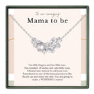 a necklace with a pendant, accompanied by a message that reads "To an amazing Mama to be" and a description of the necklace as a "brand new miracle to call your own".